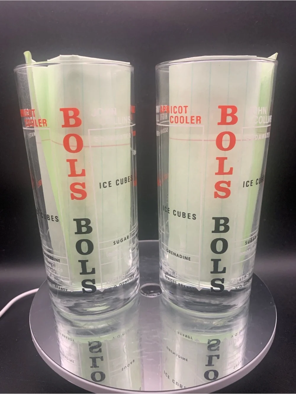 Vintage Bols Cocktail Tumbler Recipe Glass Drink Measuring Recipes Lot of 2 Bar